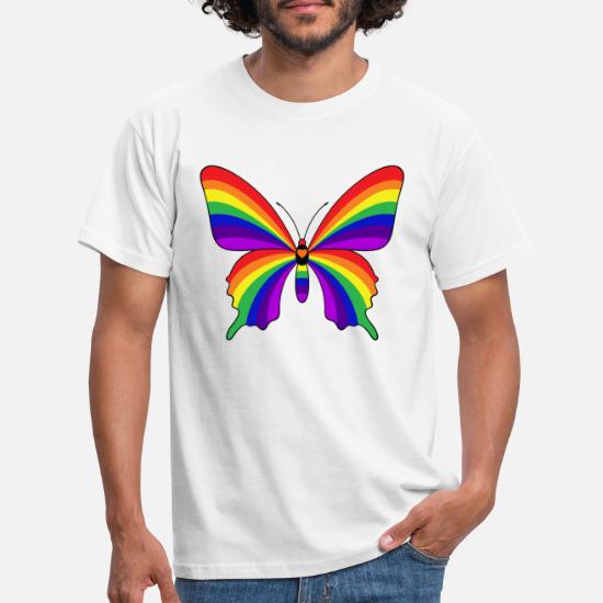 Mariposa arco iris de colores para hombres Camiseta XS-5XL