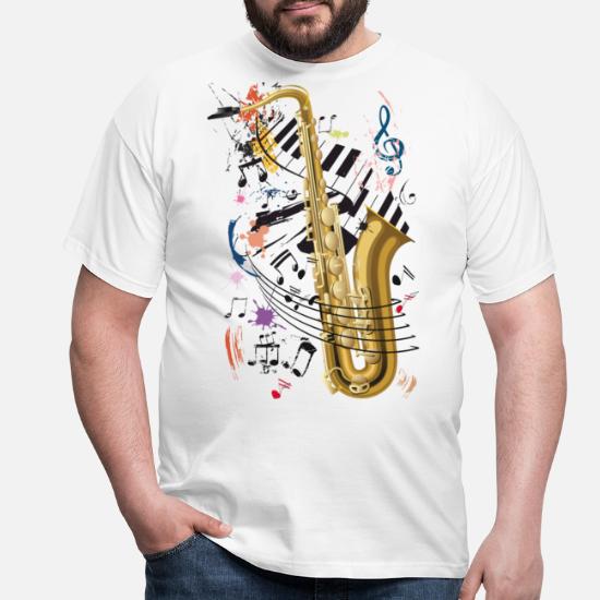 Femme Notes De Musique Jazz Saxo Musicien Saxophoniste Saxophone T-Shirt avec Col en V 