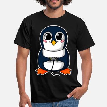 Söpö Pingviini pelaa videopelejä - Miesten t-paita