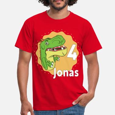 Syntymänimi Jonas 4 syntymäpäivä lahja dinosaurukset - Miesten t-paita