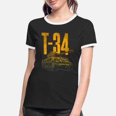Związek T-34 Czołg Związek Radziecki - Koszulka damska z kontrastowymi wstawkami