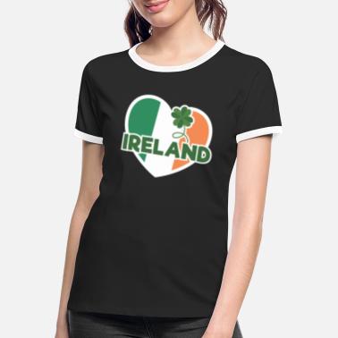 I Love Irlandii Grafika flagi Irlandii I Love - Koszulka damska z kontrastowymi wstawkami