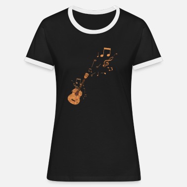 Femme Guitare Nature Style rétro Cadeau Guitariste Guitare T-Shirt avec Col en V 