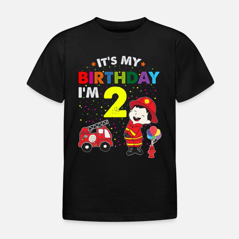 EZYshirt® Kinder Feuerwehrauto 2 Geburtstag Jungen T-Shirt Baby Langarm Bio Baumwolle