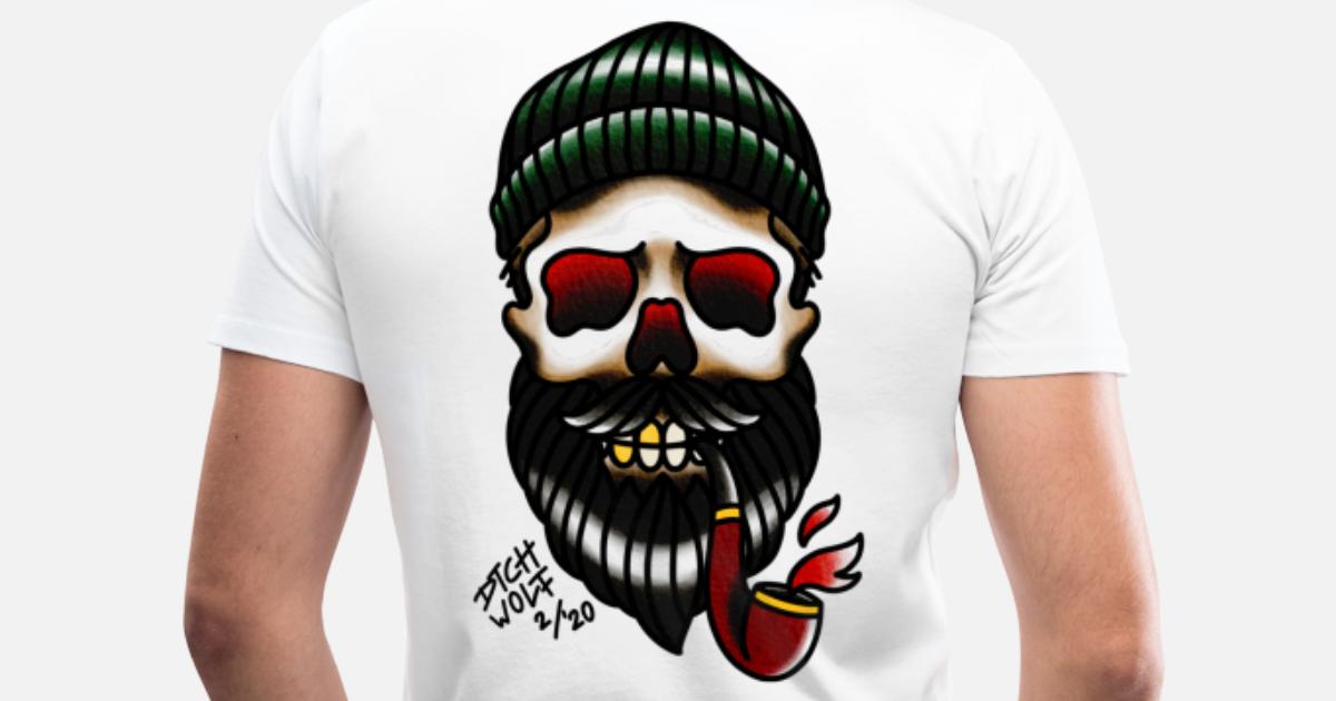 Traditional Bearded Skull Tattoo Design' Men's Premium T-Shirt | Spreadshirt