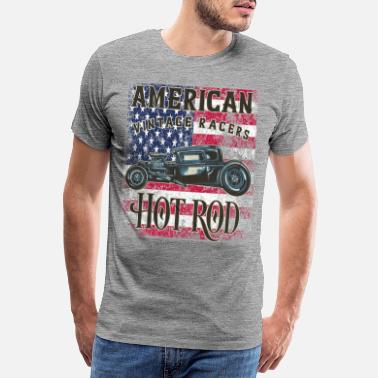 T Shirt in schwarz mit einem Hot Rod-,US Car-&`50 Stylemotiv Modell Hot Rod Blue