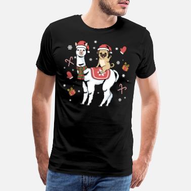 Süßes Alpaka Weihnachten Lama Mops Hund Zuckerstangen - Männer Premium T-Shirt