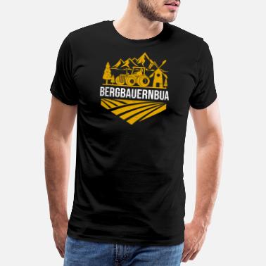 Alm Bergbauernbua Felder Traktor Berge Dialekt - Männer Premium T-Shirt