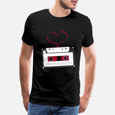 Tape Cassette with heart - love for the old tape - Men&#39;s Premium T-Shirt