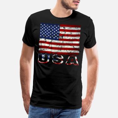 American Pride Men's Premium T-shirt Usa Usa Usa Bold Stripes Wht