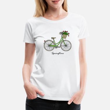 Wiosna Wiosna, wiosna, rower, tulipany - Premium koszulka damska