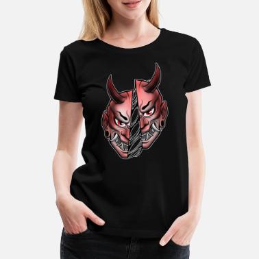 Horn Hannya maske print farvet - Premium T-shirt dame
