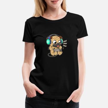 Ligne Jeu vidéo en ligne Pug Dog Puppy Gamer Gaming - T-shirt premium Femme