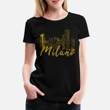I Love Milan Panoramę Mediolanu - Premium koszulka damska