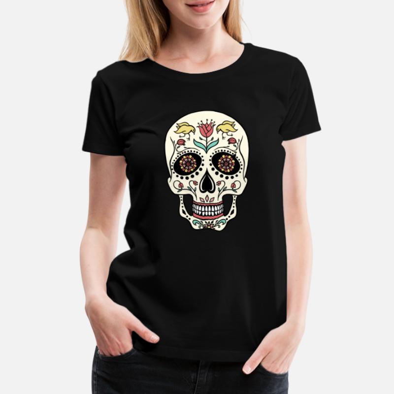 de mujer rock serie cráneos algodón orgánica camiseta Calavera con cruz 