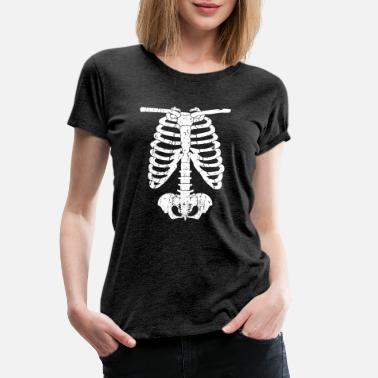 Mujer Disfraz de costillas de esqueleto de Halloween Camiseta Cuello V 