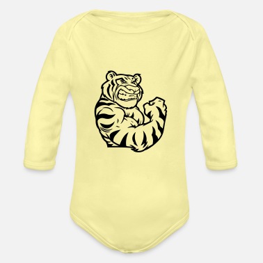 Lyft tiger biceps - Ekologisk långärmad babybody