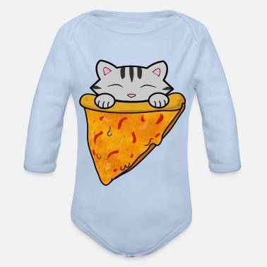 Pizza Söt pizza katt - Ekologisk långärmad babybody