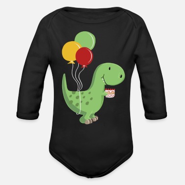 Erster Geburtstag Happy Birthday -Geburtstag Junge T Rex Dinosaurier - Baby Bio Langarmbody