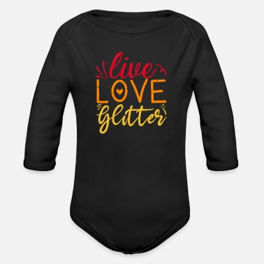 Lila Live Love Glitter Crafting Lover Retro Vintage - Ekologisk långärmad babybody
