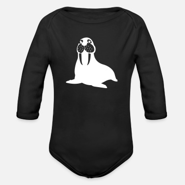 Snöflinga valross - Ekologisk långärmad babybody