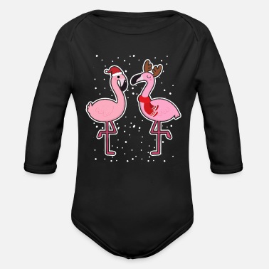 Vinter Flamingos snö vinter jul - Ekologisk långärmad babybody