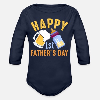 Day Happy 1st Fathers Day - Ekologisk långärmad babybody