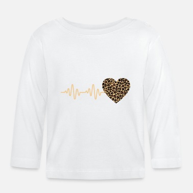 Fourrure cœur léopard battement de cœur idée cadeau - T-shirt manches longues Bébé