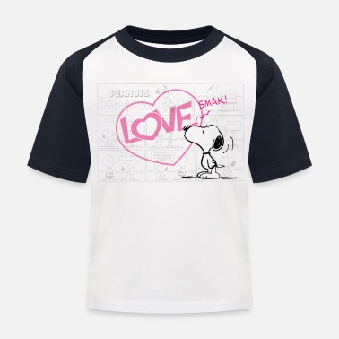Snoopy Love Heart Kiss Valentine&#39;s Day Gift - Kids&#39; Baseball T-Shirt