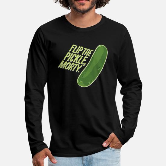 Men/'s Rick and Morty Flip le Pickle T-Shirt Noir