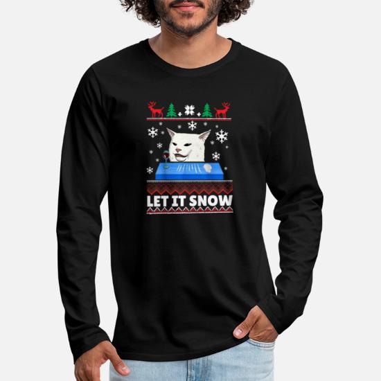 Let it snow Cat Meme Ugly Sweater Hässlicher Weihnachtspulli Langarmshirt
