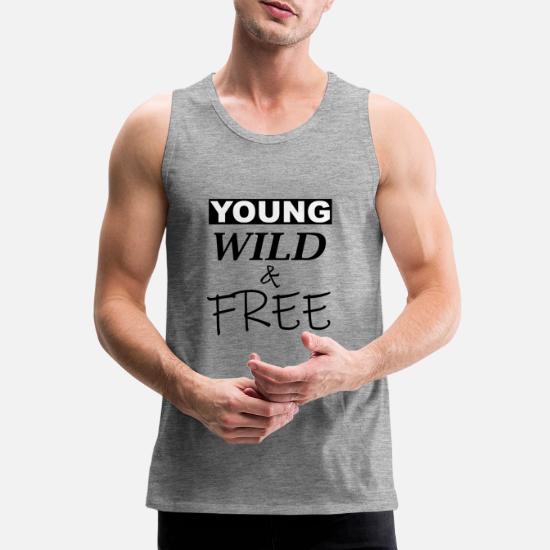 Men's Tank Top Created Using the Words Wild and Free