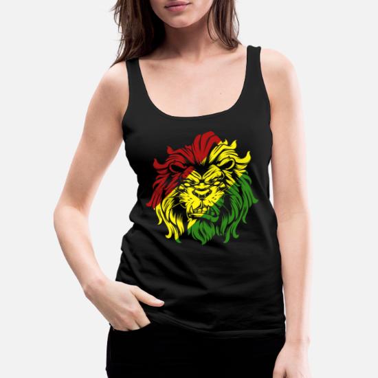 Gift per fan della musica Reggae Maglietta con Collo a V Donna Rastafarian Lion Face 