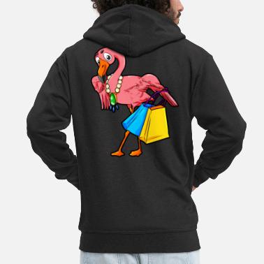 Shopping Shopping Flamingo Einkaufen Cartoon Comic Style - Männer Premium Kapuzenjacke