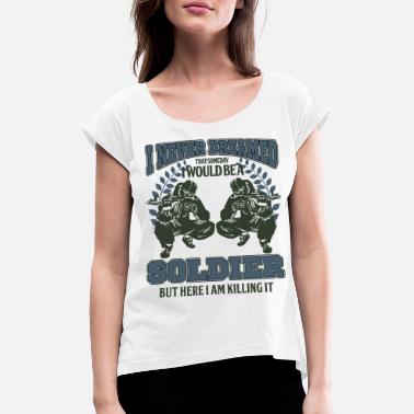 Soldier Soldier soldiers military war helmet weapon gift - Women&#39;s Rolled Sleeve T-Shirt