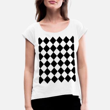 Checkerboard checkerboard - Naisten t-paita jossa rullatut hihat