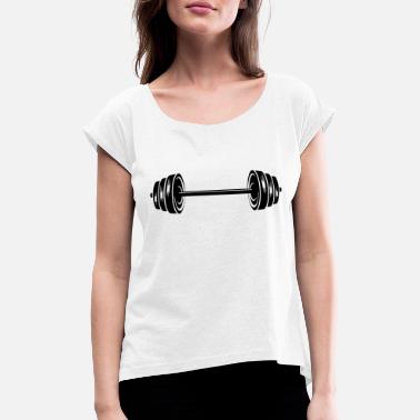 Workout Gewichten halters schijven dumbel - Vrouwen T-shirt met opgerolde mouwen