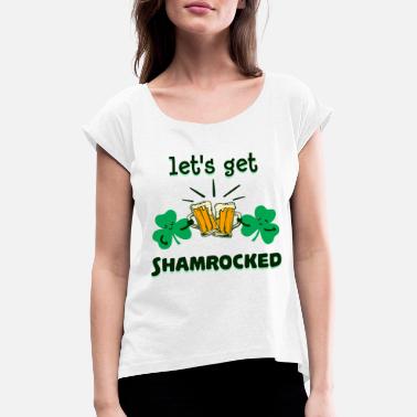 Trèfle À Trois Feuilles Bière de la Saint-Patrick au trèfle à trois feuilles - T-shirt à manches retroussées Femme