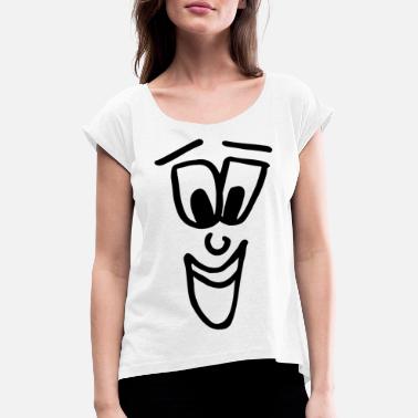 Große Augen Gesicht mit großen Augen Neu Vektor Vektordesign - T-skjorte med rulleermer for kvinner