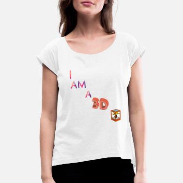 3d 3d-skriver morsomt - T-skjorte med rulleermer for kvinner