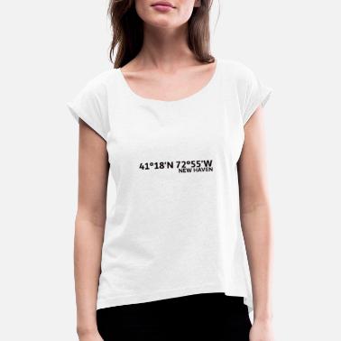 Usta New Havenin koordinaatit - Naisten t-paita jossa rullatut hihat