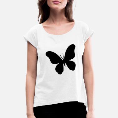 Hyönteinen Perhonen - Naisten t-paita jossa rullatut hihat