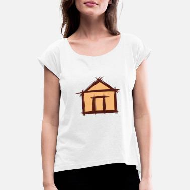 Ghoulish House, hand-drawn. Real estate, home. - Women&#39;s Rolled Sleeve T-Shirt