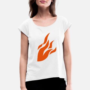 Skrå Skrå flamme - T-skjorte med rulleermer for kvinner