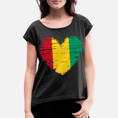 Guinea Stemma della Bandiera del Cuore della Guinea - Maglietta con risvolti donna