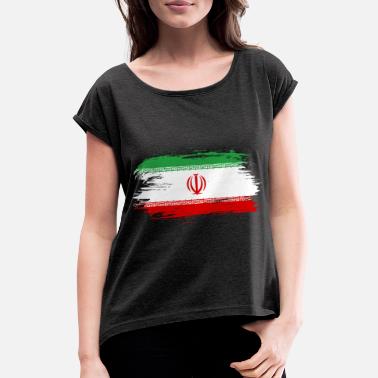 Iran Flagge Iran Flagge - Frauen T-Shirt mit gerollten Ärmeln