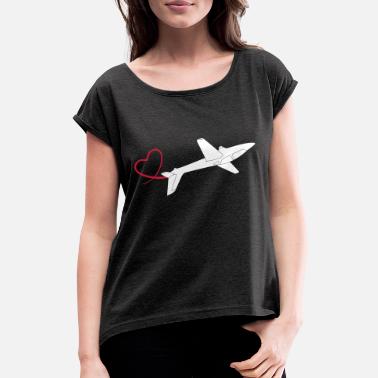 Seilpilot Glider glider fly gave ide - T-skjorte med rulleermer for kvinner