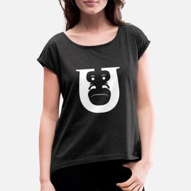 Apinannaama Apinan kasvot U-muodossa - Naisten t-paita jossa rullatut hihat