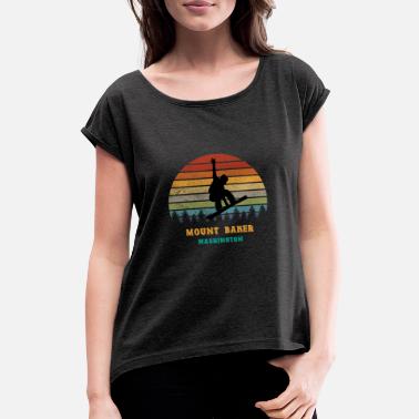 Mount Mount Baker Washington Vintage Sun Snowboarding Sn - Women&#39;s Rolled Sleeve T-Shirt