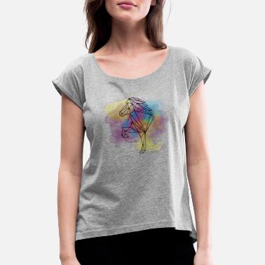 Tölt Watercolor Tölter - Frauen T-Shirt mit gerollten Ärmeln